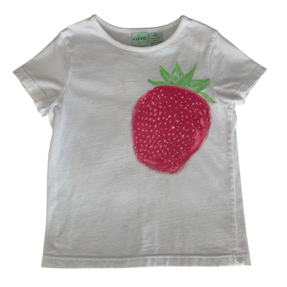 Circo T-Shirt Strawberry Sparkly Short Sleeves Crewneck White Pink Girls S 6/6X - Picture 1 of 11
